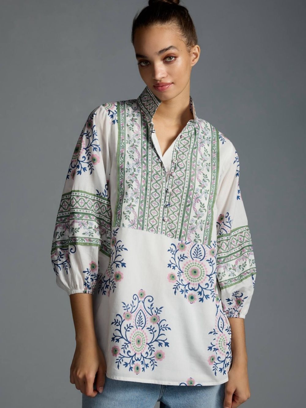 ✦NWT Anthropologie Sue Sartor Bangalore Tunic | Pink Combo | Medium Petite
